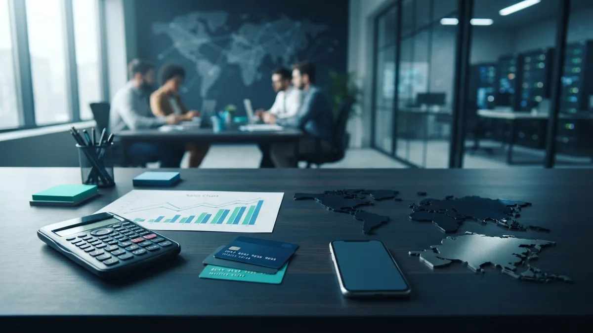 Business planning desk used to compare ecommerce payment costs and customer needs