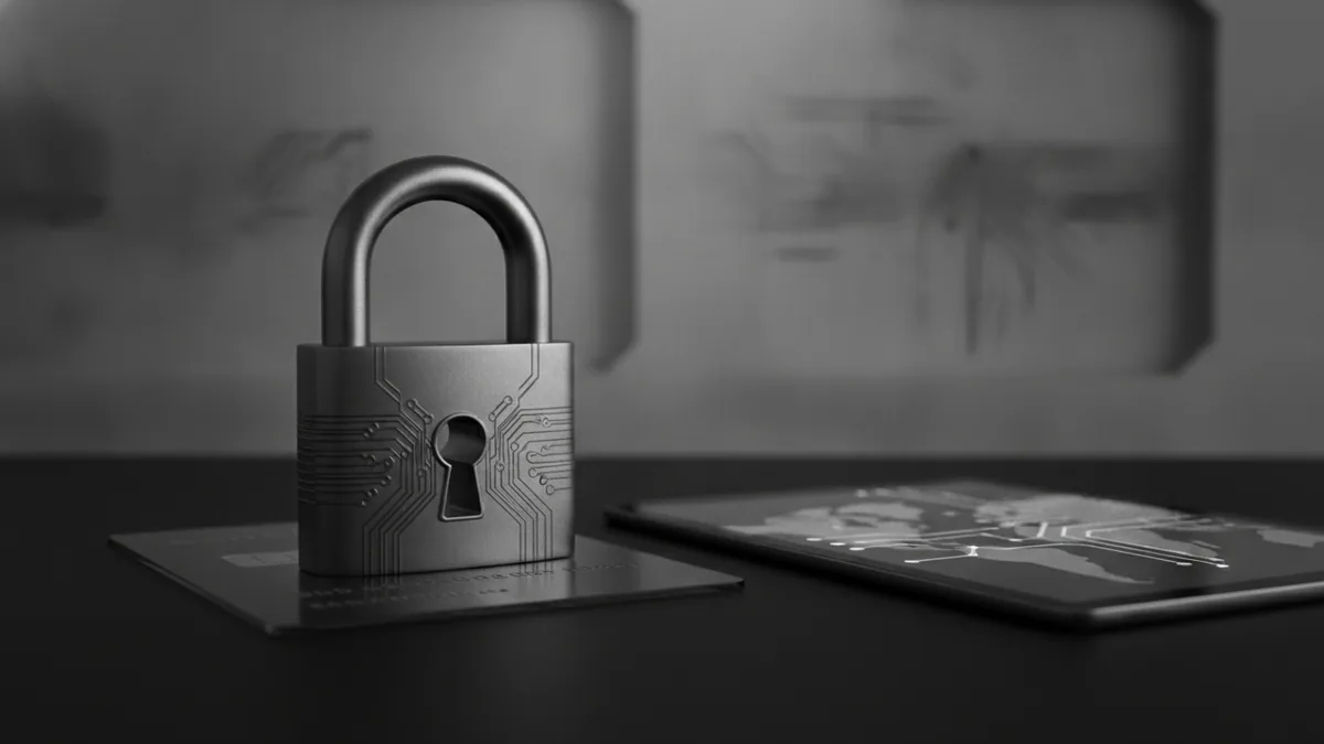Security and cost factors represented with a locked theme