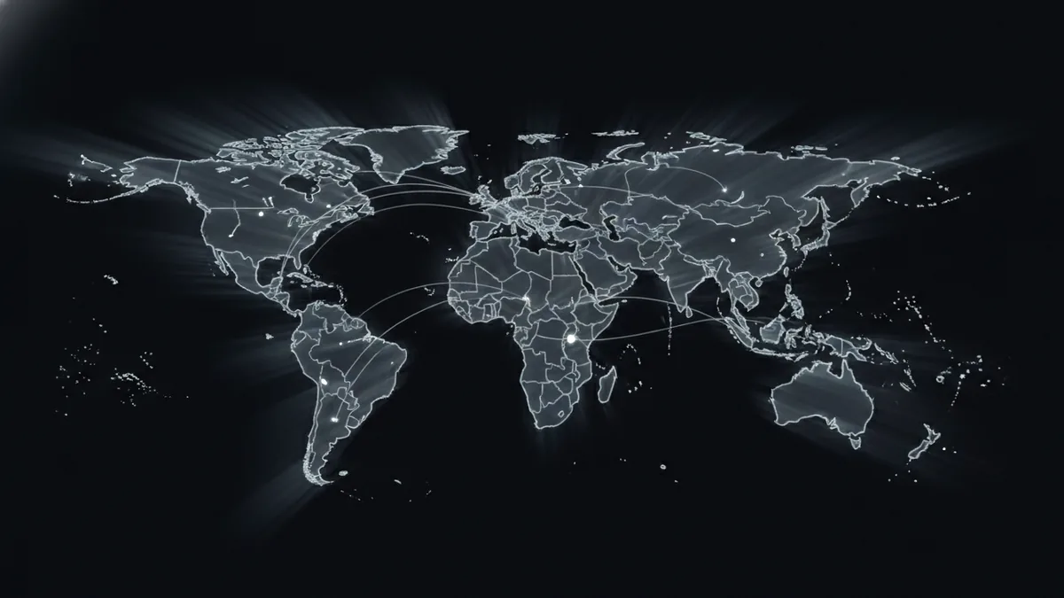 Cross-border and faster settlement Glowing world map concept symbolizing cross-border bitcoin payments and speed