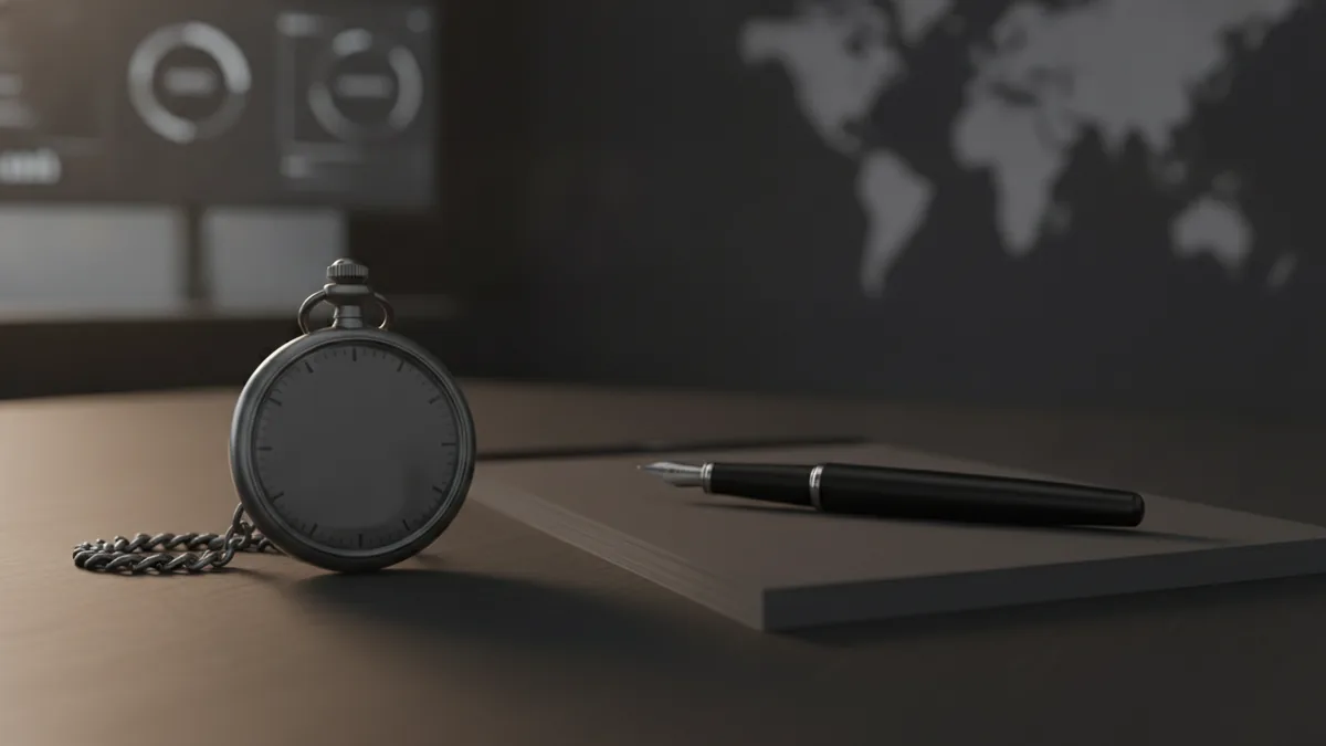 Stop payment timing focus using a stopwatch and notes on a desk.