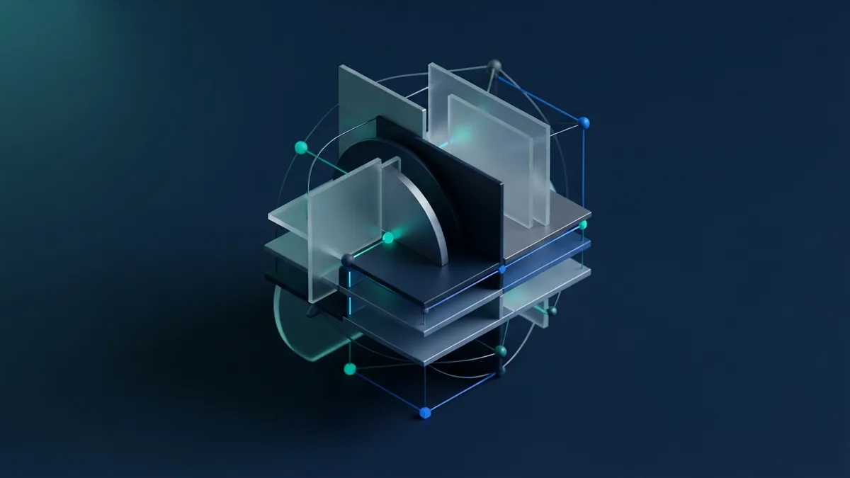 Different layers in a payment setup Abstract matte metal and glass layers representing payment provider options