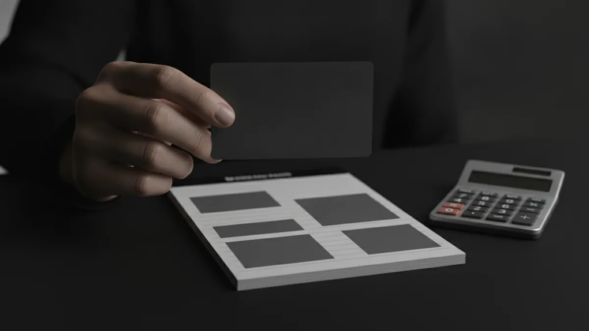 Hand holding a payment card while preparing to pay the correct fee