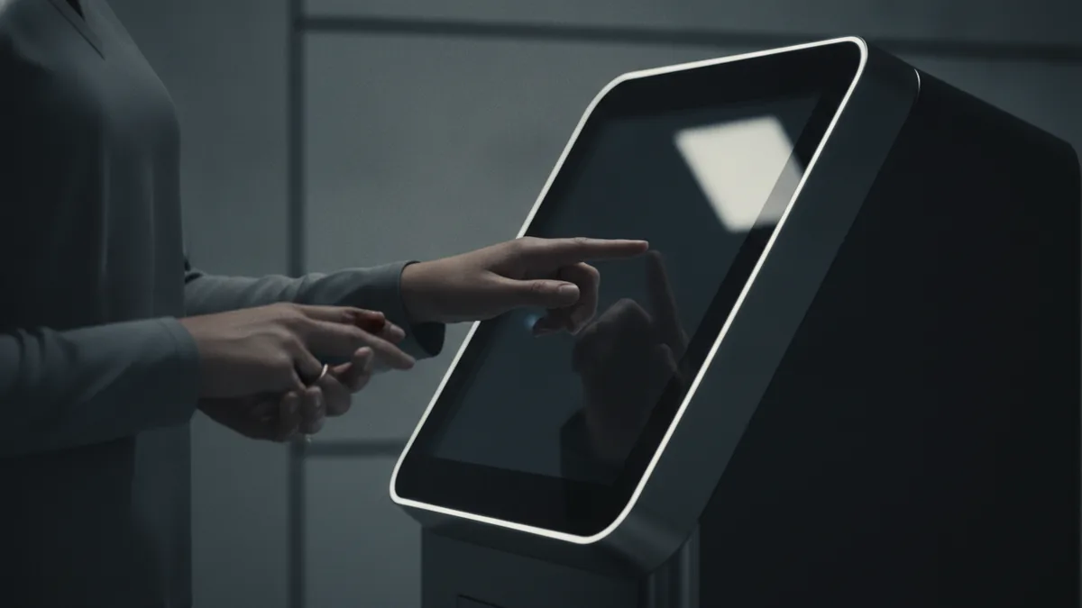 Faster collections at point of care On-site point of care payment at a kiosk showing fast, guided checkout