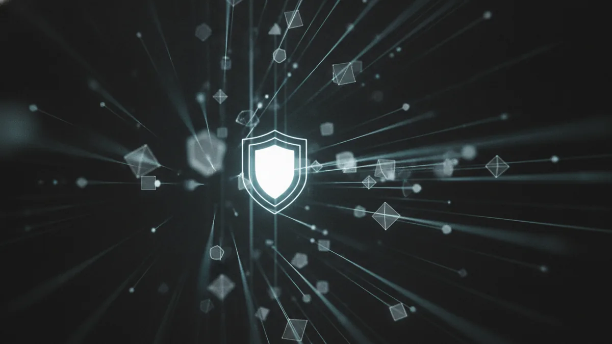 Abstract secure data flow showing encryption and authorization steps.