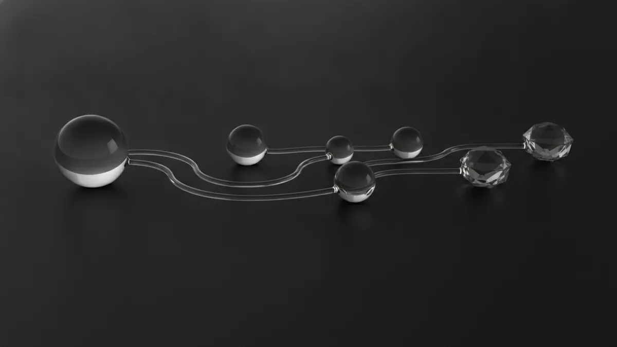 Abstract network flow showing funds moving between payer and payee