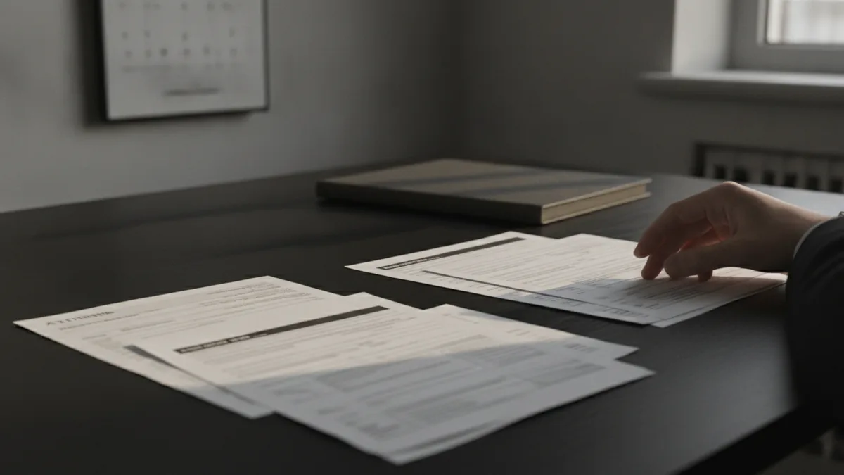 Person organizing tax documents before calling the IRS about payments