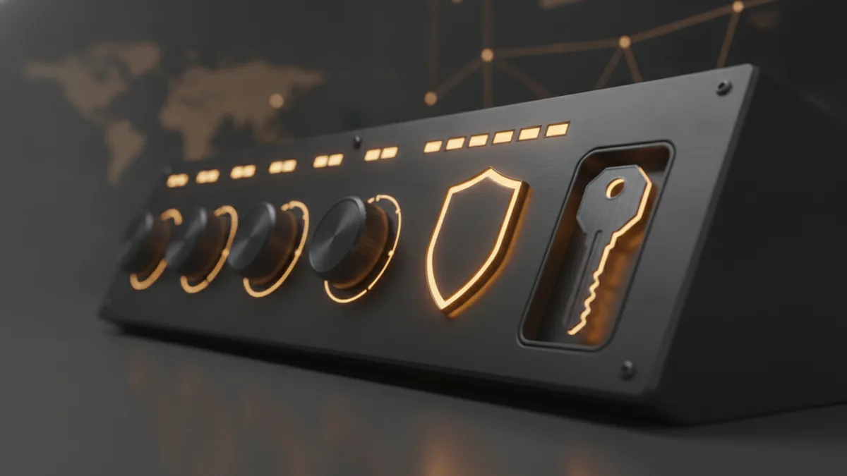 Decision scene for choosing gateway features like fees and security controls