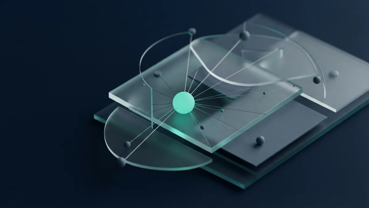 Abstract patent payment status concept Frosted glass panels and connected node representing patent payment records