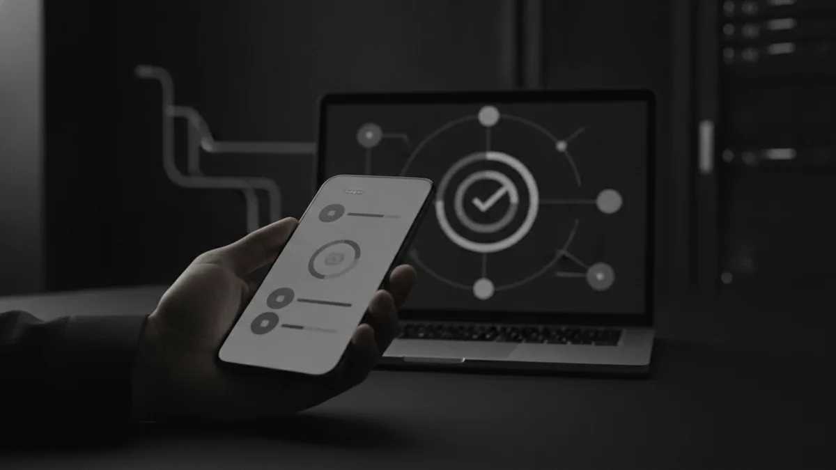Steps to send ACH online Confirming an ACH transfer using a phone and laptop.