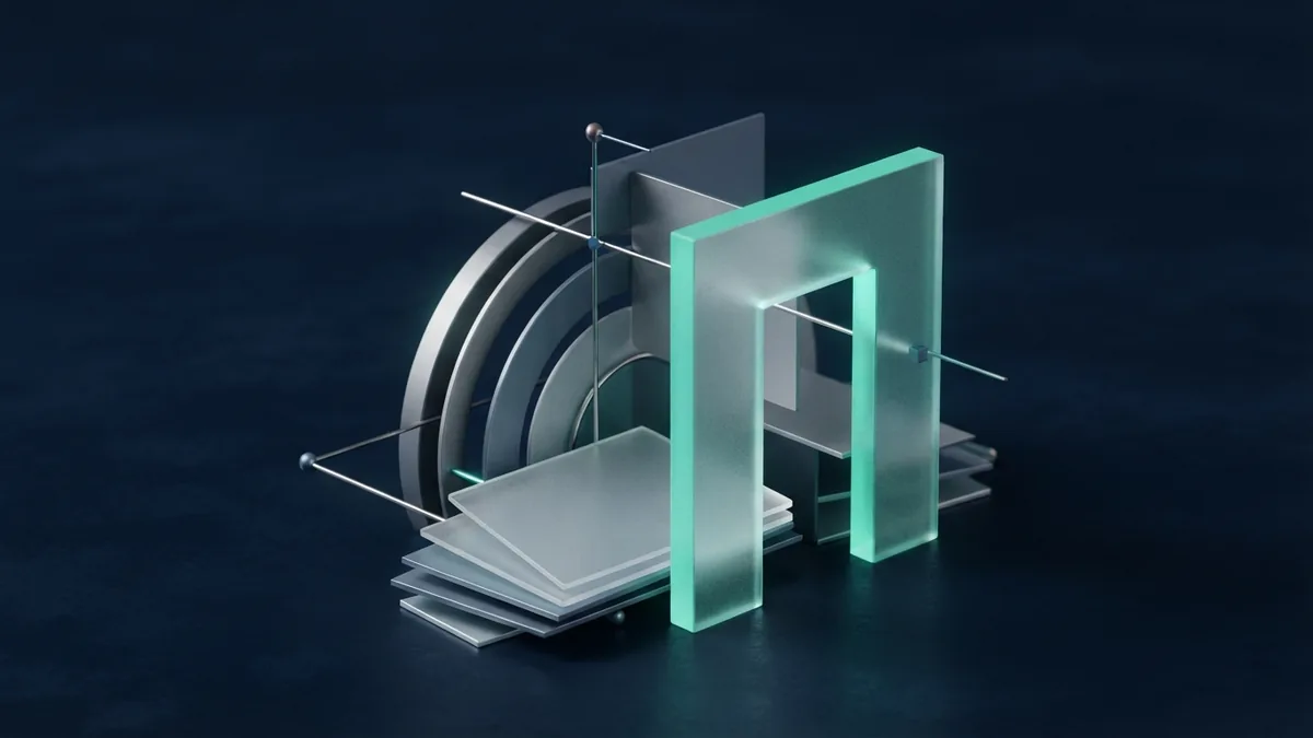 Abstract payment gateway structure Frosted glass gateway linking several abstract payment paths