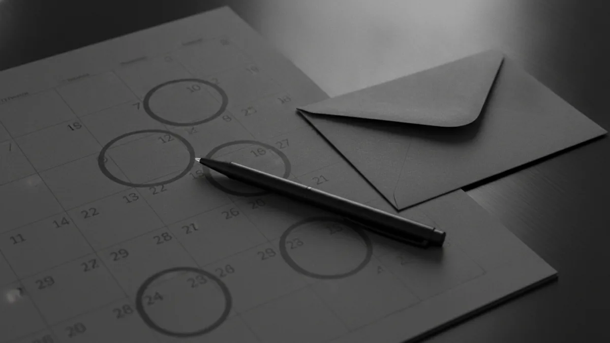 Refund timeline awareness Calendar dates and documents laid out, representing the typical 21-day refund timing.
