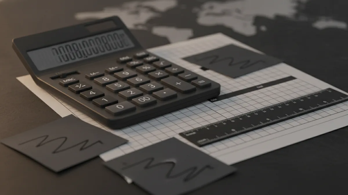 Calculator and number table to illustrate fee calculations