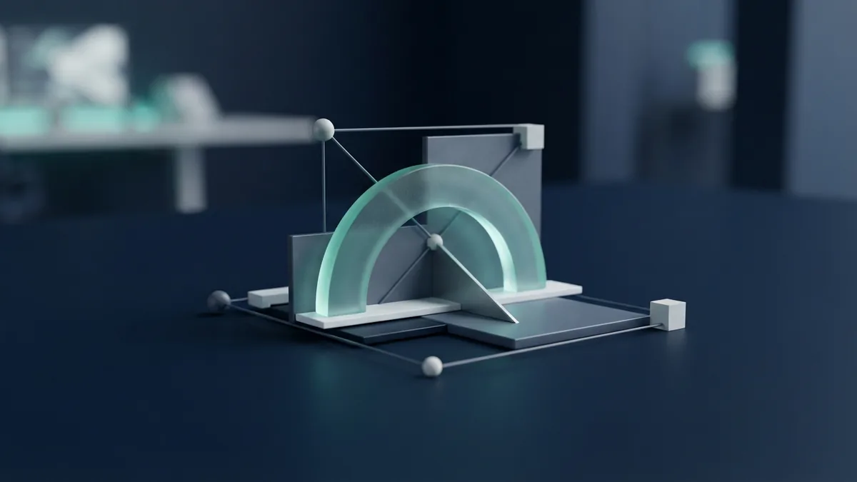 Frosted glass arcs and payment nodes showing smooth digital payment flow
