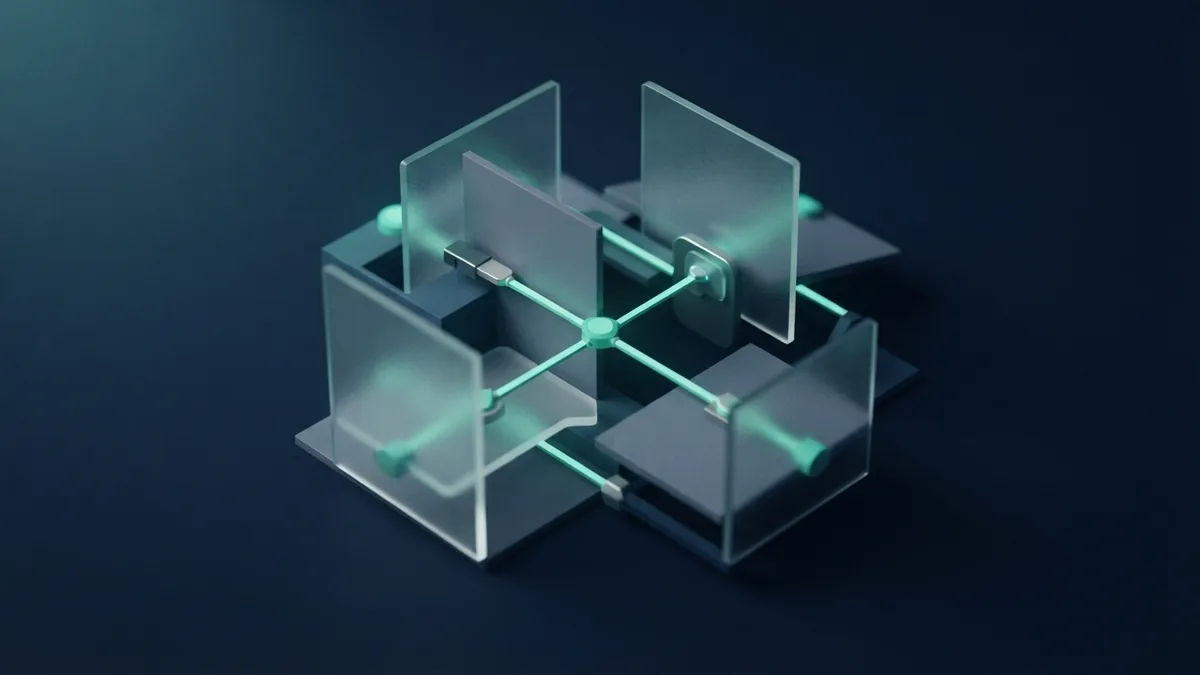 Interlocking glass and slate layers representing payment provider choices