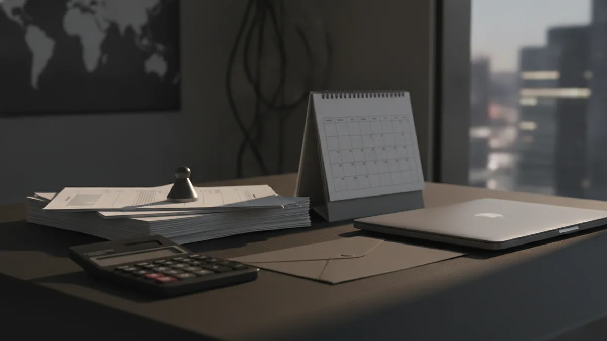 Planning a patent fee payment Close view of a patent fee payment plan with calendar dates and secure finance papers