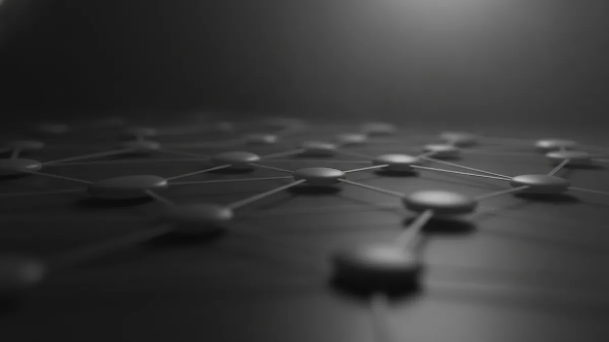 Abstract payment network showing settlement case connections and scale