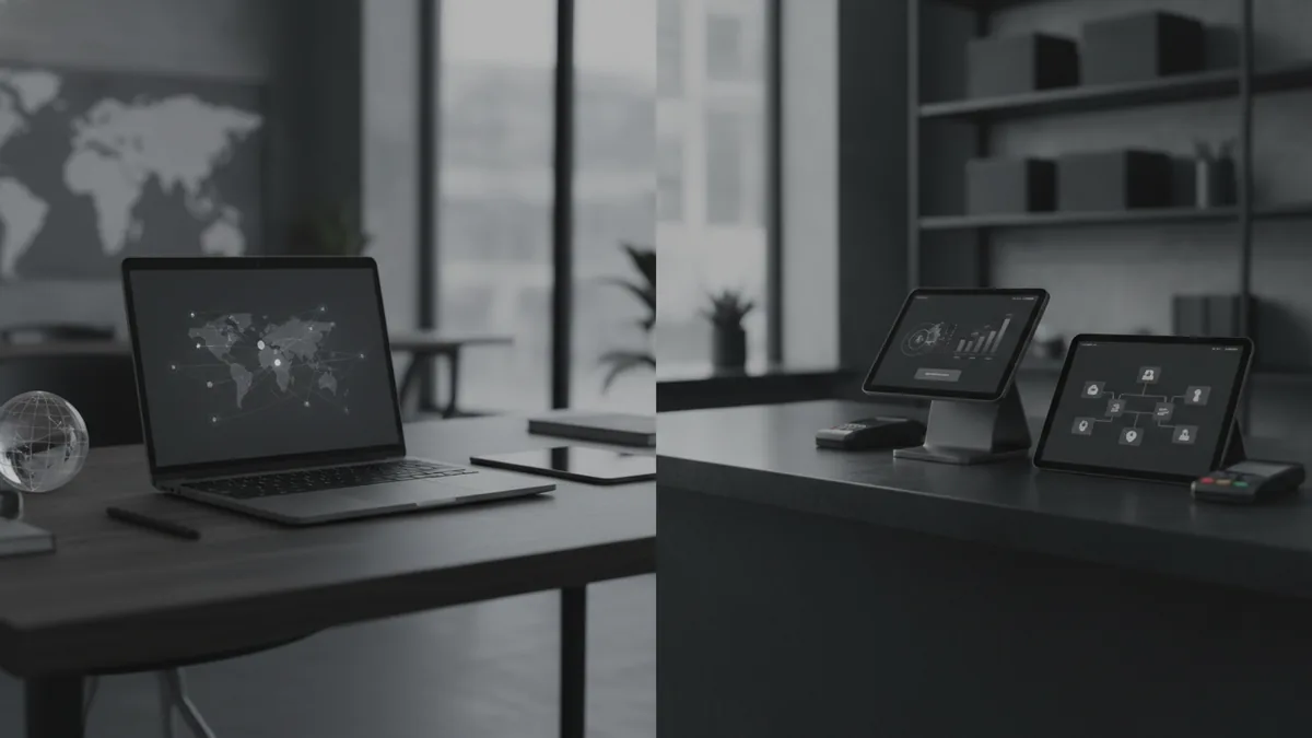 Laptop and small business setup illustrating gateway choice and online selling