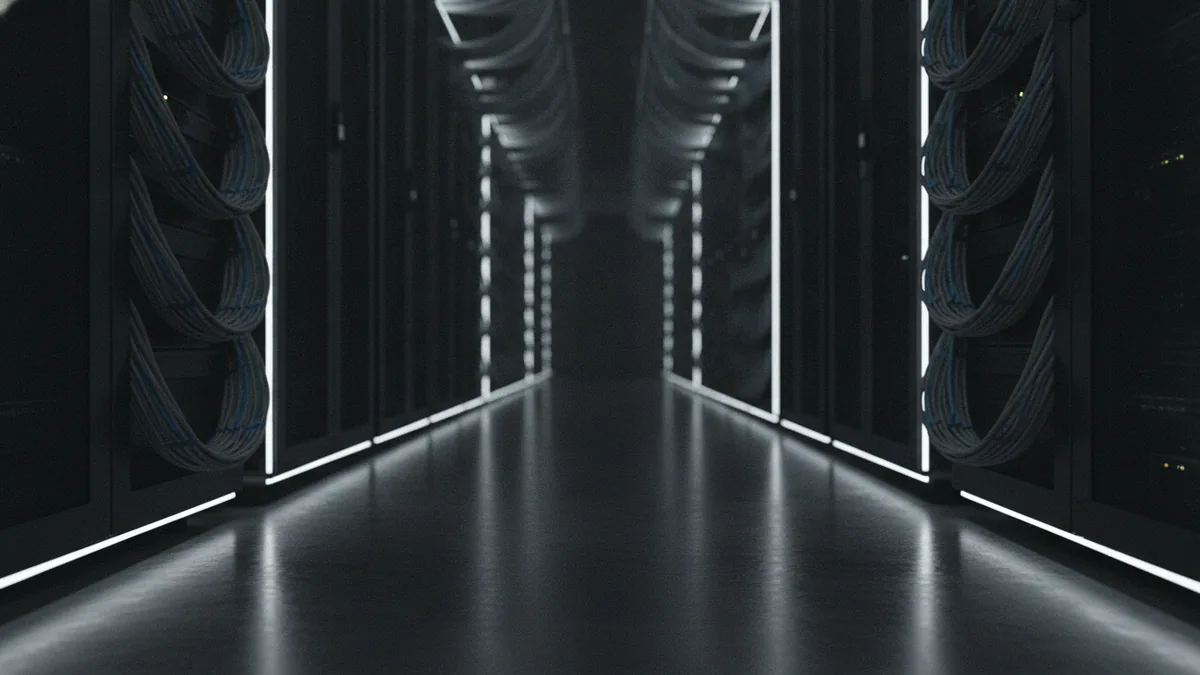 Gateway infrastructure focus Data center racks showing reliable infrastructure for secure payments
