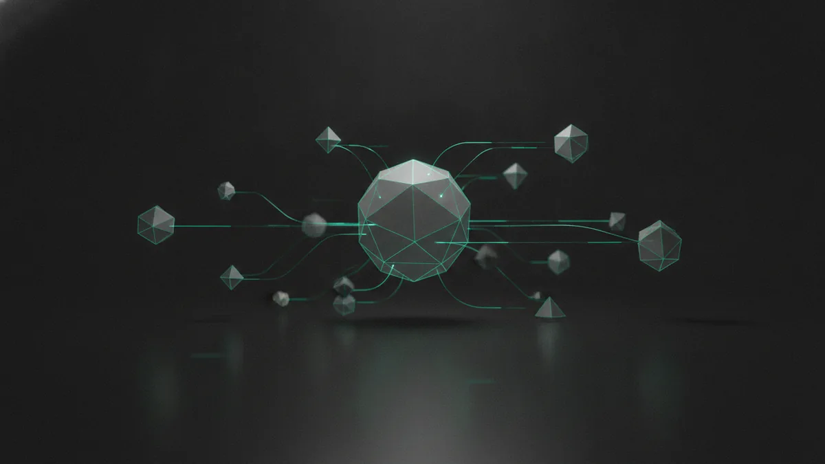 Crypto settlement network view Geometric network nodes representing crypto confirmations and settlement