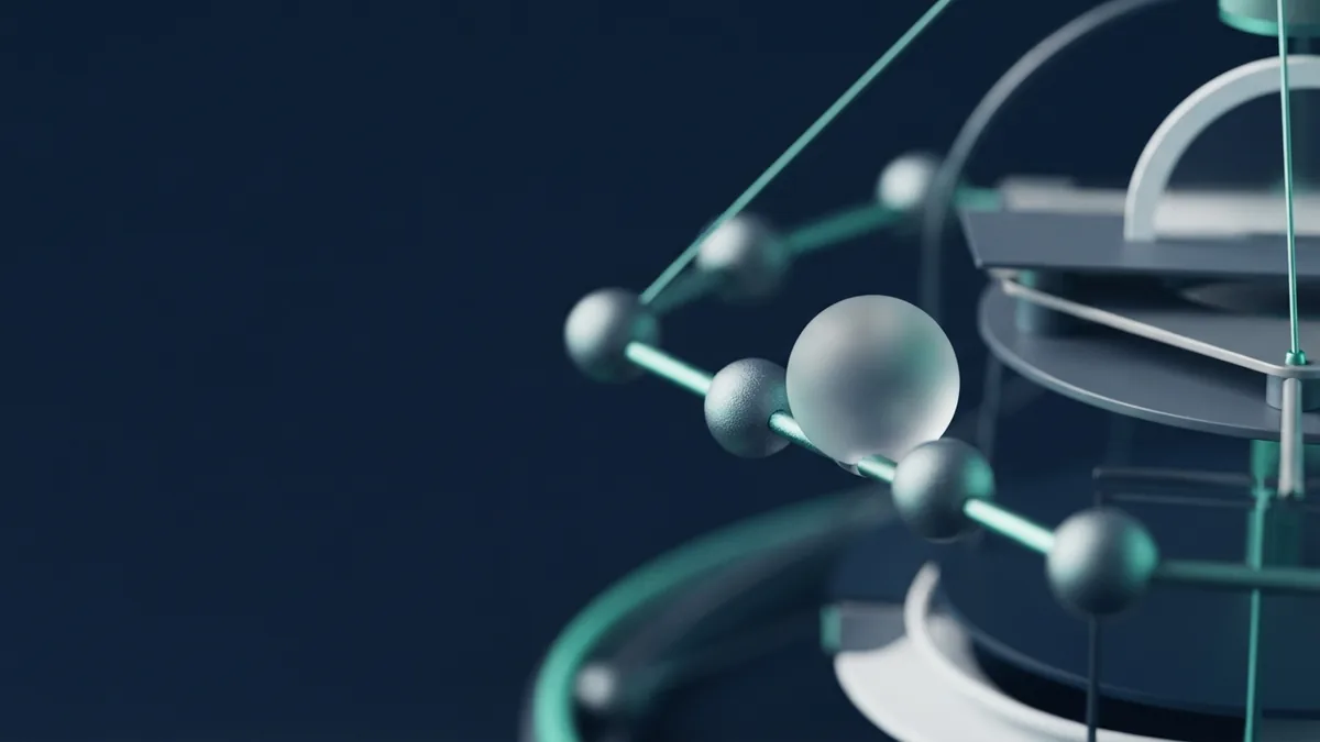 How a processor routes a payment Abstract payment processing path with connected metal nodes and a frosted glass sphere