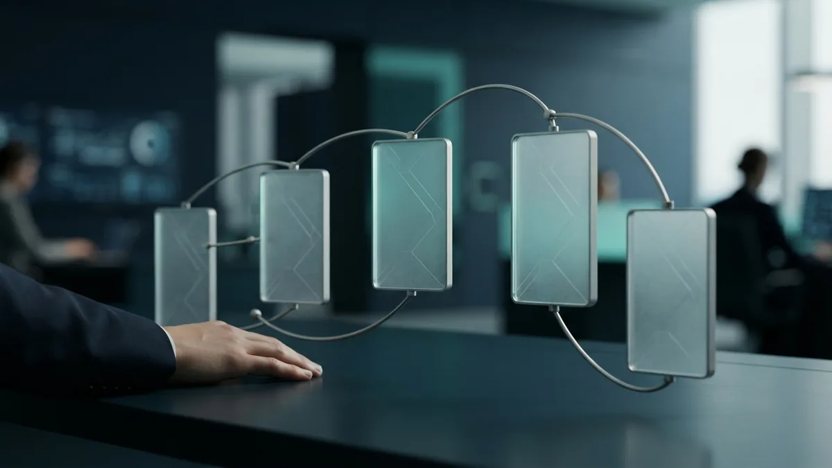 Frosted glass forms linked in a sequence to show an online payment flow