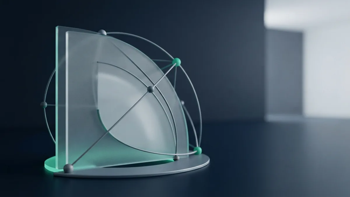Abstract payment system setup Frosted glass and metal forms represent a recurring payment setup