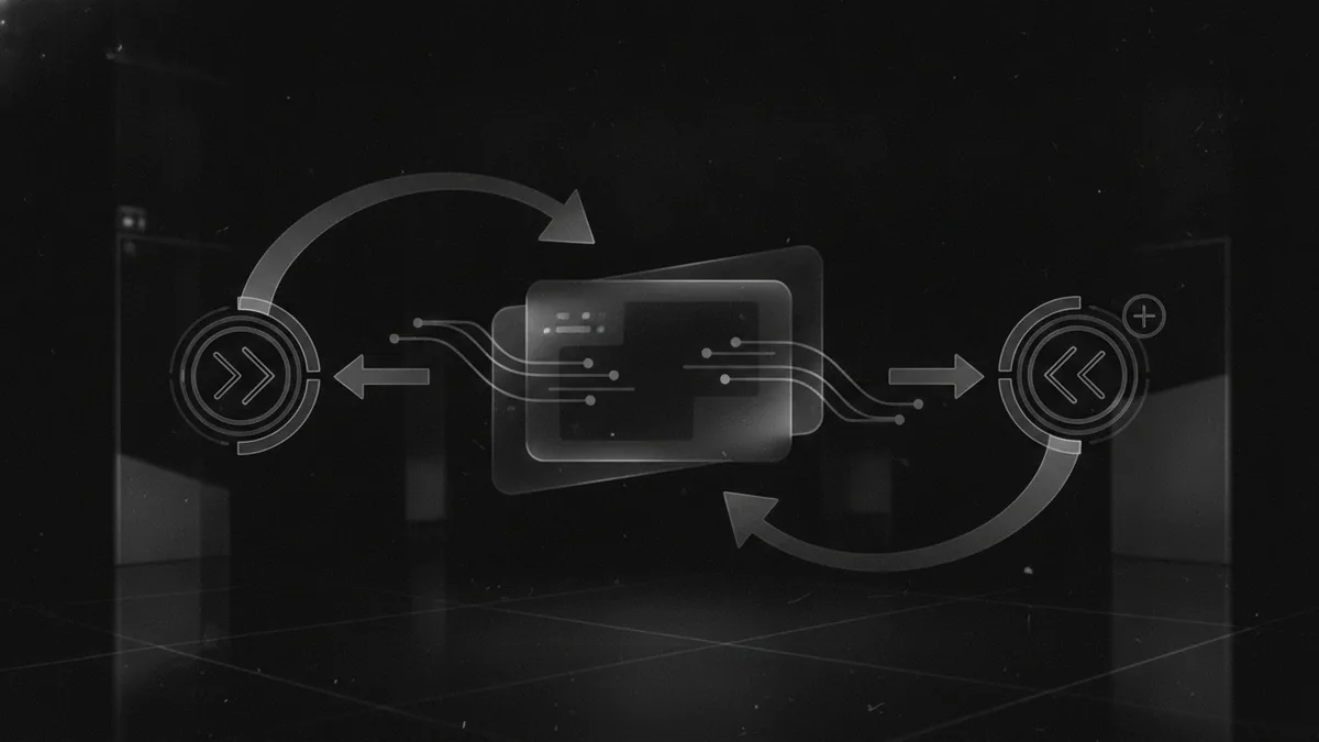 Money reverses back after a refund Abstract illustration of money moving back from a payment to a refund credit