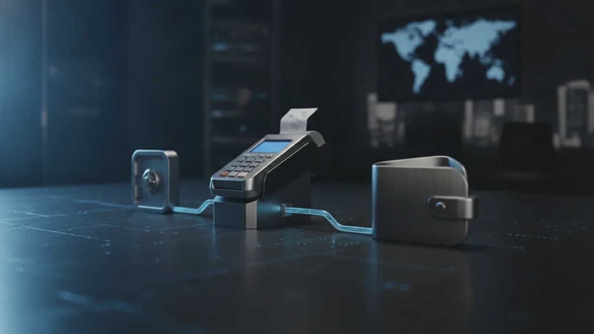 Secure digital payment flow linking a store checkout with banks and wallets