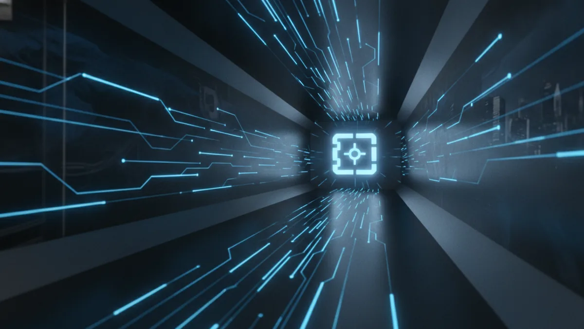 End-to-end payment flow Encrypted payment signals moving through a secure path toward settlement