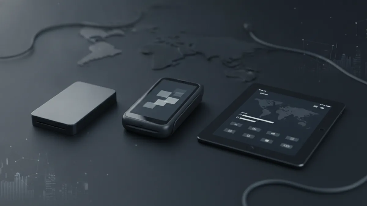 Examples you will see Multiple payment devices laid out for comparing common third-party processors