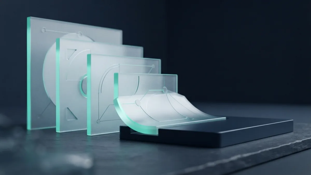 Layers showing payment settlement steps Layered glass forms suggest payment steps moving toward final settlement