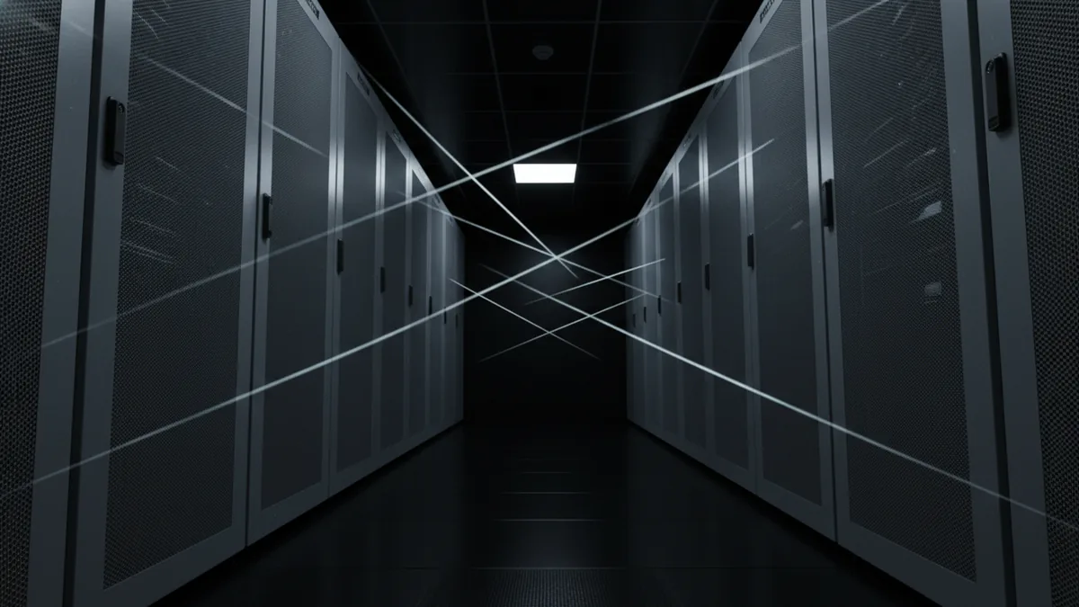 Data center racks representing real-time transaction authorization and routing