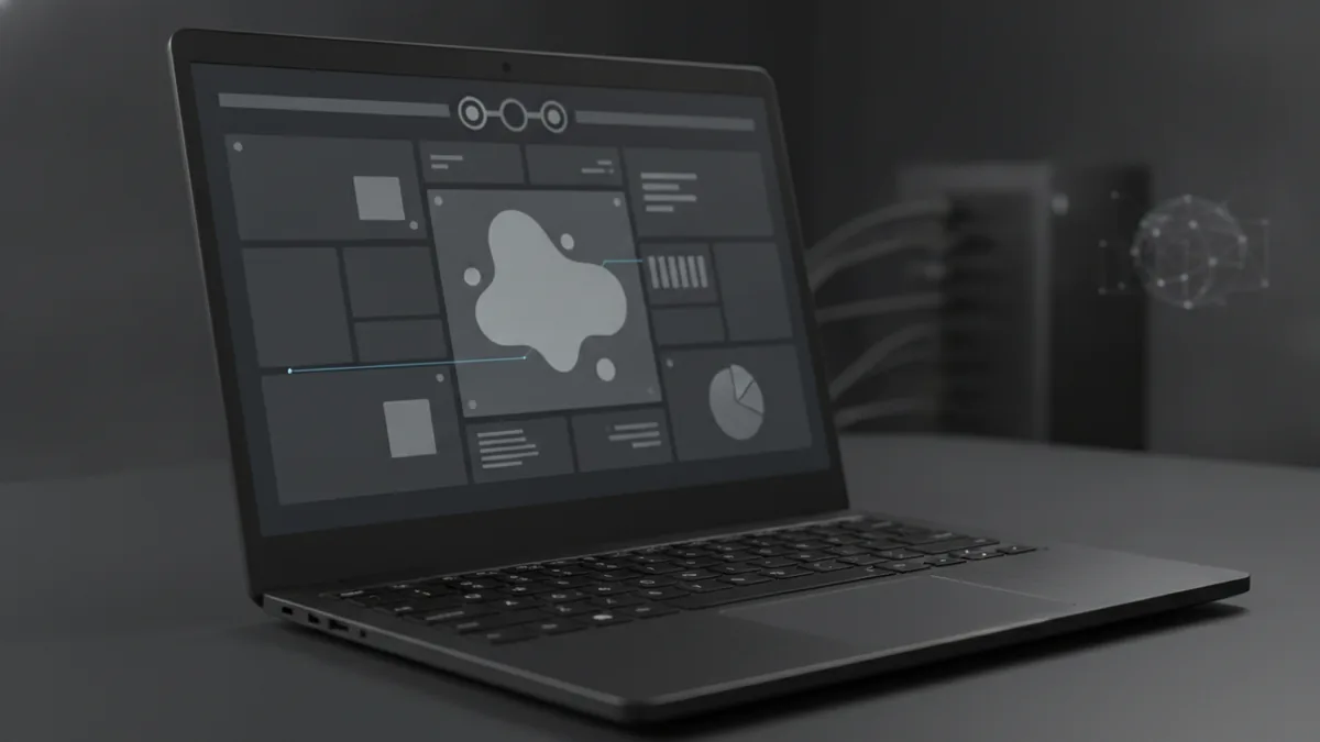 Laptop workstation illustrating tools like recurring billing and virtual terminal workflows