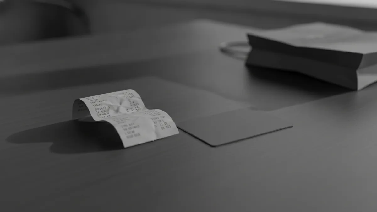 Receipt and payment card showing a simpler checkout experience with saved details